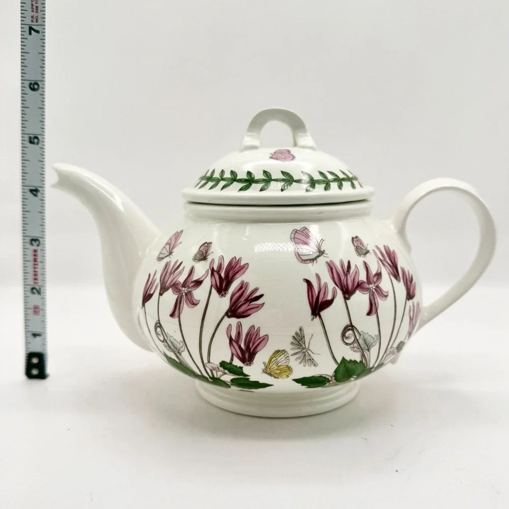 Vintage Portmeirion Botanic Garden 1 Pint Teapot Pink Cyclamen Made in Britain